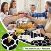 imageSmiry Fall Rectangle Table Cloth Waterproof Vinyl Tablecloth with Flannel Backing Wipeable Autumn Pumpkin Plastic Tablecloths for Harvest and Thanksgiving Parties 60quotx84quot Black ampamp OrangeBlack