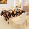 imageSmiry Fall Rectangle Table Cloth Waterproof Vinyl Tablecloth with Flannel Backing Wipeable Autumn Pumpkin Plastic Tablecloths for Harvest and Thanksgiving Parties 60quotx84quot Black ampamp OrangeBlack  Orange