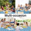 imageSmiry Fall Rectangle Table Cloth Waterproof Vinyl Tablecloth with Flannel Backing Wipeable Autumn Pumpkin Plastic Tablecloths for Harvest and Thanksgiving Parties 60quotx84quot Black ampamp OrangeLight Blue
