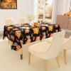 imageSmiry Fall Rectangle Table Cloth Waterproof Vinyl Tablecloth with Flannel Backing Wipeable Autumn Pumpkin Plastic Tablecloths for Harvest and Thanksgiving Parties 60quotx84quot Black ampamp OrangeBlack  Orange