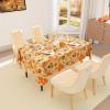 imageSmiry Fall Rectangle Table Cloth Waterproof Vinyl Tablecloth with Flannel Backing Wipeable Autumn Pumpkin Plastic Tablecloths for Harvest and Thanksgiving Parties 60quotx84quot Black ampamp OrangeGold