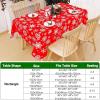 imageSmiry Fall Rectangle Table Cloth Waterproof Vinyl Tablecloth with Flannel Backing Wipeable Autumn Pumpkin Plastic Tablecloths for Harvest and Thanksgiving Parties 60quotx84quot Black ampamp OrangeChristmas Red