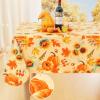 imageSmiry Fall Rectangle Table Cloth Waterproof Vinyl Tablecloth with Flannel Backing Wipeable Autumn Pumpkin Plastic Tablecloths for Harvest and Thanksgiving Parties 60quotx84quot Black ampamp OrangeGold