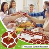 imageSmiry Fall Rectangle Table Cloth Waterproof Vinyl Tablecloth with Flannel Backing Wipeable Autumn Pumpkin Plastic Tablecloths for Harvest and Thanksgiving Parties 60quotx84quot Black ampamp OrangeRed