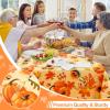 imageSmiry Fall Rectangle Table Cloth Waterproof Vinyl Tablecloth with Flannel Backing Wipeable Autumn Pumpkin Plastic Tablecloths for Harvest and Thanksgiving Parties 60quotx84quot Black ampamp OrangeGold
