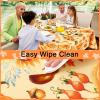 imageSmiry Fall Rectangle Table Cloth Waterproof Vinyl Tablecloth with Flannel Backing Wipeable Autumn Pumpkin Plastic Tablecloths for Harvest and Thanksgiving Parties 60quotx84quot Black ampamp OrangeGold
