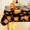 imageSmiry Fall Rectangle Table Cloth Waterproof Vinyl Tablecloth with Flannel Backing Wipeable Autumn Pumpkin Plastic Tablecloths for Harvest and Thanksgiving Parties 60quotx84quot Black ampamp OrangeBlack  Orange