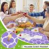 imageSmiry Fall Rectangle Table Cloth Waterproof Vinyl Tablecloth with Flannel Backing Wipeable Autumn Pumpkin Plastic Tablecloths for Harvest and Thanksgiving Parties 60quotx84quot Black ampamp OrangeLavender