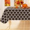 imageSmiry Fall Rectangle Table Cloth Waterproof Vinyl Tablecloth with Flannel Backing Wipeable Autumn Pumpkin Plastic Tablecloths for Harvest and Thanksgiving Parties 60quotx84quot Black ampamp OrangeCoffee