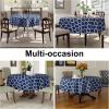 imageSmiry Fall Rectangle Table Cloth Waterproof Vinyl Tablecloth with Flannel Backing Wipeable Autumn Pumpkin Plastic Tablecloths for Harvest and Thanksgiving Parties 60quotx84quot Black ampamp OrangeNavy Blue