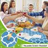 imageSmiry Fall Rectangle Table Cloth Waterproof Vinyl Tablecloth with Flannel Backing Wipeable Autumn Pumpkin Plastic Tablecloths for Harvest and Thanksgiving Parties 60quotx84quot Black ampamp OrangeLight Blue