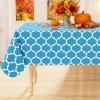 imageSmiry Fall Rectangle Table Cloth Waterproof Vinyl Tablecloth with Flannel Backing Wipeable Autumn Pumpkin Plastic Tablecloths for Harvest and Thanksgiving Parties 60quotx84quot Black ampamp OrangeLight Blue