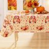 imageSmiry Fall Rectangle Table Cloth Waterproof Vinyl Tablecloth with Flannel Backing Wipeable Autumn Pumpkin Plastic Tablecloths for Harvest and Thanksgiving Parties 60quotx84quot Black ampamp OrangeYellow