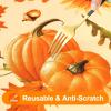 imageSmiry Fall Rectangle Table Cloth Waterproof Vinyl Tablecloth with Flannel Backing Wipeable Autumn Pumpkin Plastic Tablecloths for Harvest and Thanksgiving Parties 60quotx84quot Black ampamp OrangeGold