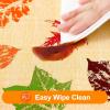 imageSmiry Fall Rectangle Table Cloth Waterproof Vinyl Tablecloth with Flannel Backing Wipeable Autumn Pumpkin Plastic Tablecloths for Harvest and Thanksgiving Parties 60quotx84quot Black ampamp OrangeRust  Yellow