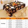imageSmiry Fall Rectangle Table Cloth Waterproof Vinyl Tablecloth with Flannel Backing Wipeable Autumn Pumpkin Plastic Tablecloths for Harvest and Thanksgiving Parties 60quotx84quot Black ampamp OrangeBlack  Orange