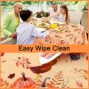 imageSmiry Fall Rectangle Table Cloth Waterproof Vinyl Tablecloth with Flannel Backing Wipeable Autumn Pumpkin Plastic Tablecloths for Harvest and Thanksgiving Parties 60quotx84quot Black ampamp OrangeYellow