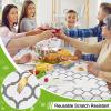 imageSmiry Fall Rectangle Table Cloth Waterproof Vinyl Tablecloth with Flannel Backing Wipeable Autumn Pumpkin Plastic Tablecloths for Harvest and Thanksgiving Parties 60quotx84quot Black ampamp OrangeWhite