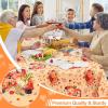 imageSmiry Fall Rectangle Table Cloth Waterproof Vinyl Tablecloth with Flannel Backing Wipeable Autumn Pumpkin Plastic Tablecloths for Harvest and Thanksgiving Parties 60quotx84quot Black ampamp OrangeYellow