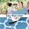 imageSmiry Fall Rectangle Table Cloth Waterproof Vinyl Tablecloth with Flannel Backing Wipeable Autumn Pumpkin Plastic Tablecloths for Harvest and Thanksgiving Parties 60quotx84quot Black ampamp OrangeLight Blue