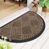 imageSmiry Front Door Mat Outside Entrance Heavy Duty Outdoor Indoor Natural Rubber Doormat Non Slip Trap Dirt and Moisture Easy Clean Low Profile Patio Porch Entryway Mat 295x17 GreyBrown
