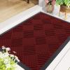 imageSmiry Front Door Mat Outside Entrance Heavy Duty Outdoor Indoor Natural Rubber Doormat Non Slip Trap Dirt and Moisture Easy Clean Low Profile Patio Porch Entryway Mat 295x17 GreyRed