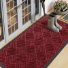 imageSmiry Front Door Mat Outside Entrance Heavy Duty Outdoor Indoor Natural Rubber Doormat Non Slip Trap Dirt and Moisture Easy Clean Low Profile Patio Porch Entryway Mat 295x17 GreyWine Red
