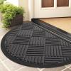 imageSmiry Front Door Mat Outside Entrance Heavy Duty Outdoor Indoor Natural Rubber Doormat Non Slip Trap Dirt and Moisture Easy Clean Low Profile Patio Porch Entryway Mat 295x17 GreyGrey