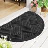 imageSmiry Front Door Mat Outside Entrance Heavy Duty Outdoor Indoor Natural Rubber Doormat Non Slip Trap Dirt and Moisture Easy Clean Low Profile Patio Porch Entryway Mat 295x17 GreyBlack