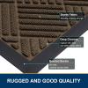 imageSmiry Front Door Mat Outside Entrance Heavy Duty Outdoor Indoor Natural Rubber Doormat Non Slip Trap Dirt and Moisture Easy Clean Low Profile Patio Porch Entryway Mat 295x17 GreyMix Brown