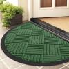 imageSmiry Front Door Mat Outside Entrance Heavy Duty Outdoor Indoor Natural Rubber Doormat Non Slip Trap Dirt and Moisture Easy Clean Low Profile Patio Porch Entryway Mat 295x17 GreyGreen