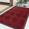 imageSmiry Front Door Mat Outside Entrance Heavy Duty Outdoor Indoor Natural Rubber Doormat Non Slip Trap Dirt and Moisture Easy Clean Low Profile Patio Porch Entryway Mat 295x17 GreyWine Red