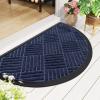 imageSmiry Front Door Mat Outside Entrance Heavy Duty Outdoor Indoor Natural Rubber Doormat Non Slip Trap Dirt and Moisture Easy Clean Low Profile Patio Porch Entryway Mat 295x17 GreyNavy Blue