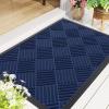 imageSmiry Front Door Mat Outside Entrance Heavy Duty Outdoor Indoor Natural Rubber Doormat Non Slip Trap Dirt and Moisture Easy Clean Low Profile Patio Porch Entryway Mat 295x17 GreyNavy Blue