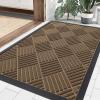 imageSmiry Front Door Mat Outside Entrance Heavy Duty Outdoor Indoor Natural Rubber Doormat Non Slip Trap Dirt and Moisture Easy Clean Low Profile Patio Porch Entryway Mat 295x17 GreyBrown