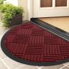 imageSmiry Front Door Mat Outside Entrance Heavy Duty Outdoor Indoor Natural Rubber Doormat Non Slip Trap Dirt and Moisture Easy Clean Low Profile Patio Porch Entryway Mat 295x17 GreyWine Red
