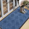 imageSmiry Front Door Mat Outside Entrance Heavy Duty Outdoor Indoor Natural Rubber Doormat Non Slip Trap Dirt and Moisture Easy Clean Low Profile Patio Porch Entryway Mat 295x17 GreyBlue