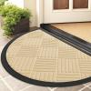 imageSmiry Front Door Mat Outside Entrance Heavy Duty Outdoor Indoor Natural Rubber Doormat Non Slip Trap Dirt and Moisture Easy Clean Low Profile Patio Porch Entryway Mat 295x17 GreyBeige
