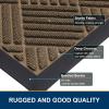 imageSmiry Front Door Mat Outside Entrance Heavy Duty Outdoor Indoor Natural Rubber Doormat Non Slip Trap Dirt and Moisture Easy Clean Low Profile Patio Porch Entryway Mat 295x17 GreyBrown