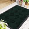 imageSmiry Front Door Mat Outside Entrance Heavy Duty Outdoor Indoor Natural Rubber Doormat Non Slip Trap Dirt and Moisture Easy Clean Low Profile Patio Porch Entryway Mat 295x17 GreyDark Green