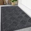 imageSmiry Front Door Mat Outside Entrance Heavy Duty Outdoor Indoor Natural Rubber Doormat Non Slip Trap Dirt and Moisture Easy Clean Low Profile Patio Porch Entryway Mat 295x17 GreyDark Grey