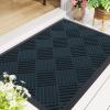imageSmiry Front Door Mat Outside Entrance Heavy Duty Outdoor Indoor Natural Rubber Doormat Non Slip Trap Dirt and Moisture Easy Clean Low Profile Patio Porch Entryway Mat 295x17 GreyLake Blue