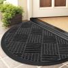 imageSmiry Front Door Mat Outside Entrance Heavy Duty Outdoor Indoor Natural Rubber Doormat Non Slip Trap Dirt and Moisture Easy Clean Low Profile Patio Porch Entryway Mat 295x17 GreyBlack