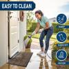 imageSmiry Front Door Mat Outside Entrance Heavy Duty Outdoor Indoor Natural Rubber Doormat Non Slip Trap Dirt and Moisture Easy Clean Low Profile Patio Porch Entryway Mat 295x17 GreyBrown