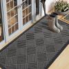 imageSmiry Front Door Mat Outside Entrance Heavy Duty Outdoor Indoor Natural Rubber Doormat Non Slip Trap Dirt and Moisture Easy Clean Low Profile Patio Porch Entryway Mat 295x17 GreyGrey