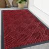 imageSmiry Front Door Mat Outside Entrance Heavy Duty Outdoor Indoor Natural Rubber Doormat Non Slip Trap Dirt and Moisture Easy Clean Low Profile Patio Porch Entryway Mat 295x17 GreyWine Red