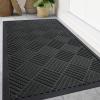 imageSmiry Front Door Mat Outside Entrance Heavy Duty Outdoor Indoor Natural Rubber Doormat Non Slip Trap Dirt and Moisture Easy Clean Low Profile Patio Porch Entryway Mat 295x17 GreyBlack