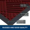 imageSmiry Front Door Mat Outside Entrance Heavy Duty Outdoor Indoor Natural Rubber Doormat Non Slip Trap Dirt and Moisture Easy Clean Low Profile Patio Porch Entryway Mat 295x17 GreyRed