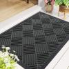 imageSmiry Front Door Mat Outside Entrance Heavy Duty Outdoor Indoor Natural Rubber Doormat Non Slip Trap Dirt and Moisture Easy Clean Low Profile Patio Porch Entryway Mat 295x17 GreyBlack