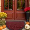 imageSmiry Front Door Mat Outside Entrance Heavy Duty Outdoor Indoor Natural Rubber Doormat Non Slip Trap Dirt and Moisture Easy Clean Low Profile Patio Porch Entryway Mat 295x17 GreyWine Red